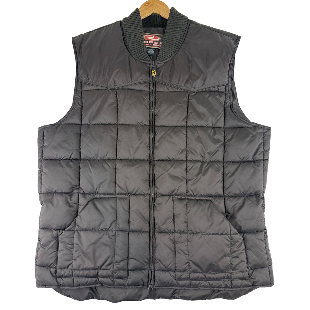 Roper Puffer Vest Mens 3XL Brown Quilted Down Blend Western Range Gear Full Zip